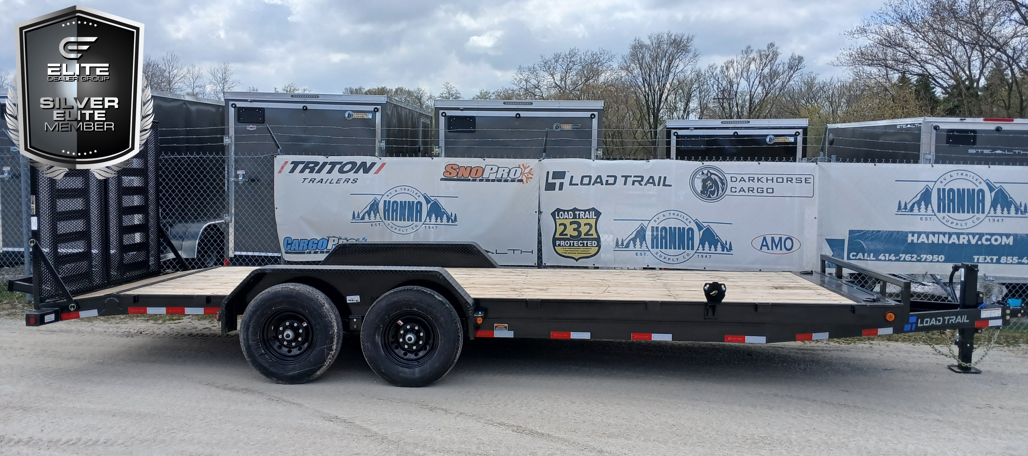 Load Trail 83 X 22 Tandem Axle 14,000 Lb Steel Car Hauler / Equipment Trailer with 8" Channel Winch Plate & Split Fold Gate- Metallic Black